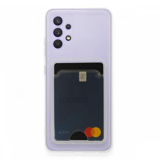 FitCase Samsung Galaxy A72 Kılıf Cardy Şeffaf Kartlık Cepli Kapak