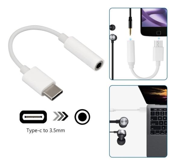 FitPlus JH-022 Type-C to 3.5mm Kulaklık Dönüştürücü Kablo Beyaz