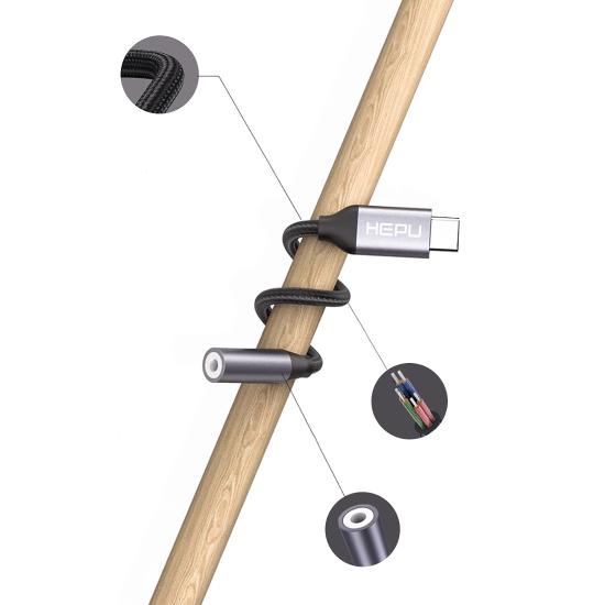 HEPU HP-19 Type-C - 3.5mm Kulaklık Dönüştürücü Kablo 21cm
