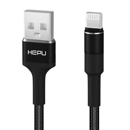 HEPU HP-416 Solid USB - iPh Lightning QC3.0 3.1A Şarj Kablosu 1mt Siyah