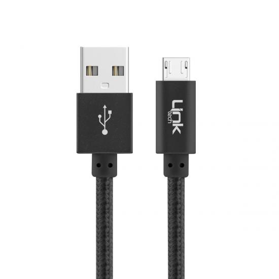 LinkTech K542 Micro USB Örgü Metal 30cm Kısa Şarj Kablosu