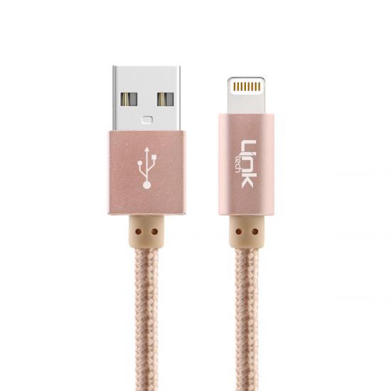 LinkTech K544 Safe Lightning USB Örgü Metal Data/Şarj Kablosu 30cm