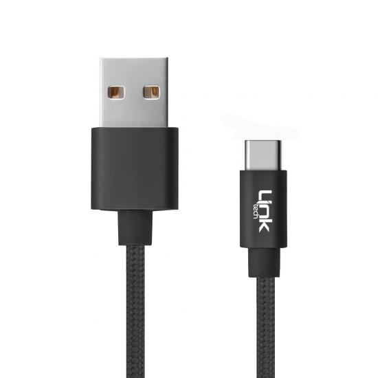 LinkTech K573 Type-C USB Örgü Metal Başlı 3mt Şarj ve Data Kablosu