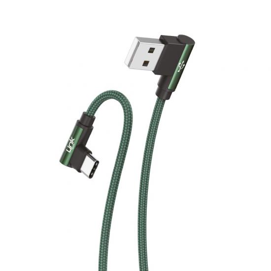 Linktech K594 Safe Type-C - USB 90 Derece Data/Şarj Kablosu 3A 1.5mt