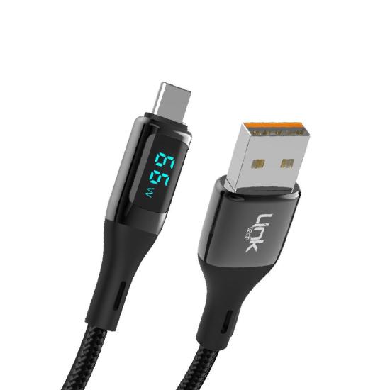 LinkTech K681 Dijital Göstergeli USB - Type-C 66W Data ve Şarj Kablosu 1mt 5A