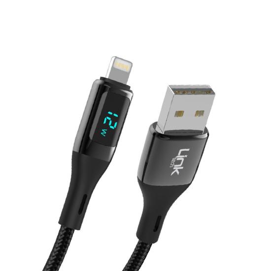 LinkTech K682 Dijital Göstergeli USB - iPh Lightning 12W 2.4A Data ve Şarj Kablosu