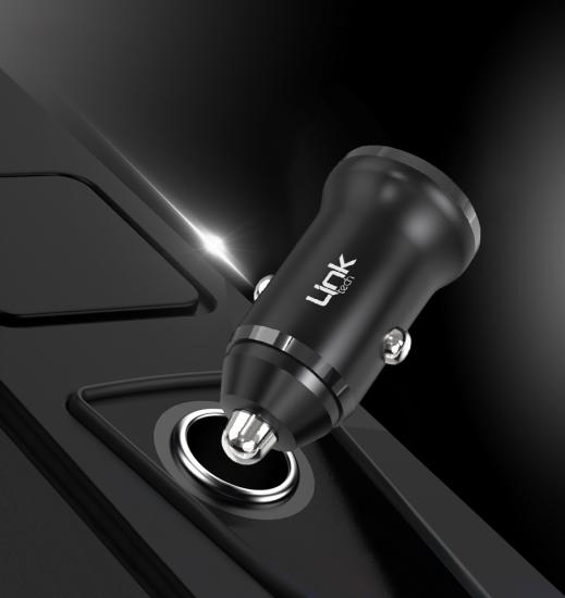 Linktech C480e 12W 2x USB Araç İçi Şarj Adaptörü (Başlık) Siyah