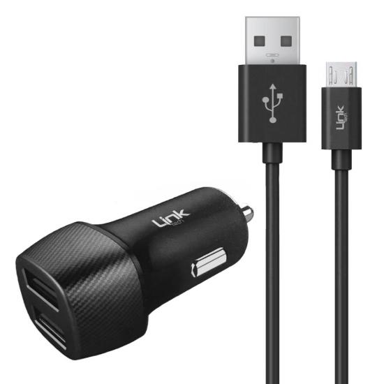 LinkTech C491 Araç Şarj Aleti ve Micro USB Kablo Set 2.4A 2x USB