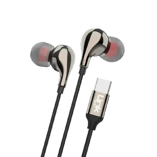 LinkTech E84 Type-C HD Stereo Kulak İçi Kablolu Kulaklık Siyah