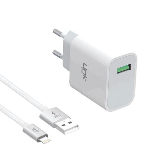 LinkTech C204 USB Çıkışlı Lightning Kablolu 10W 2.1A Şarj Aleti Beyaz