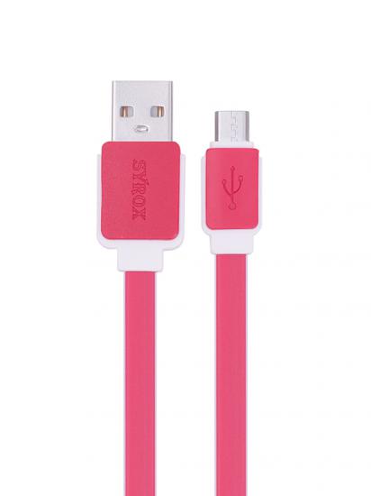 Syrox C63 Micro USB Şarj ve USB Data Kablosu Yassı 2.0A 1.2mt Kırmızı