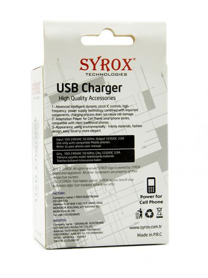 Syrox J34 USB Şarj Adaptörü (Başlık) 12W